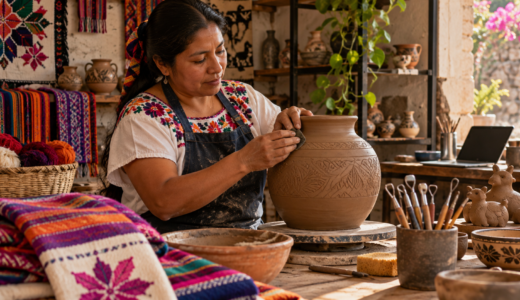 Artesanía contemporánea y herencia mexicana. Imagen editorial.