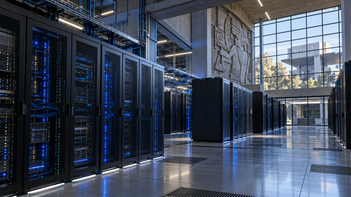 Sala de servidores para ilustrar la supercomputadora Coatlicue en el IPN Zacatenco
